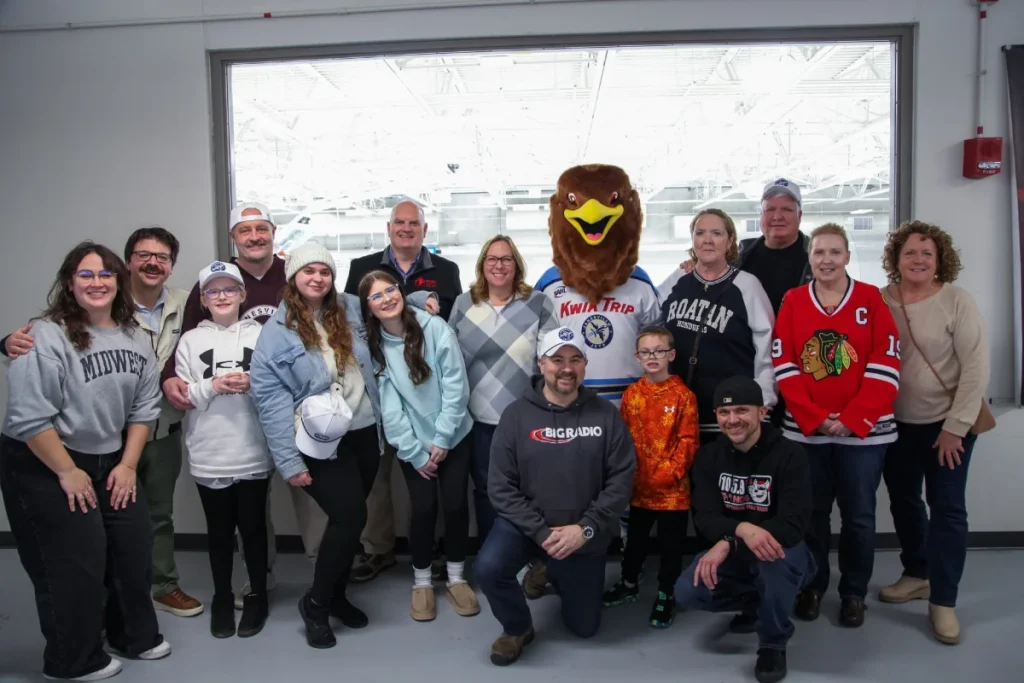 Group outing with mascot
