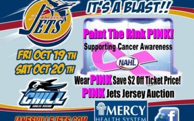 PAINT THE RINK PINK presented by MERCY HEALTH SYSTEM  October 19 and 20 vs. Coulee Region Chill, 7 pm