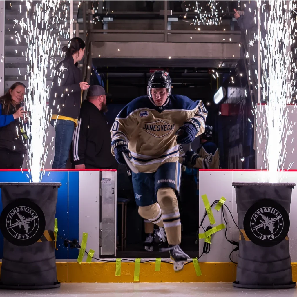 Player entering rink