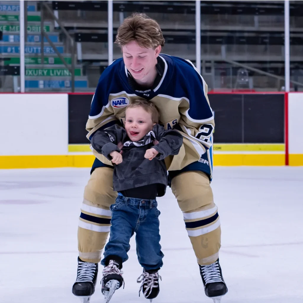 player skating with kid